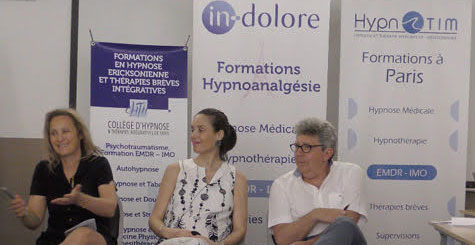 Laurence ADJADJ, Dr Roxane COLETTE et Laurent GROSS en Formation Hypnose et EMDR-IMO. L'Institut Hypnotim avec l'Institut In-Dolore et le CHTIP à Paris